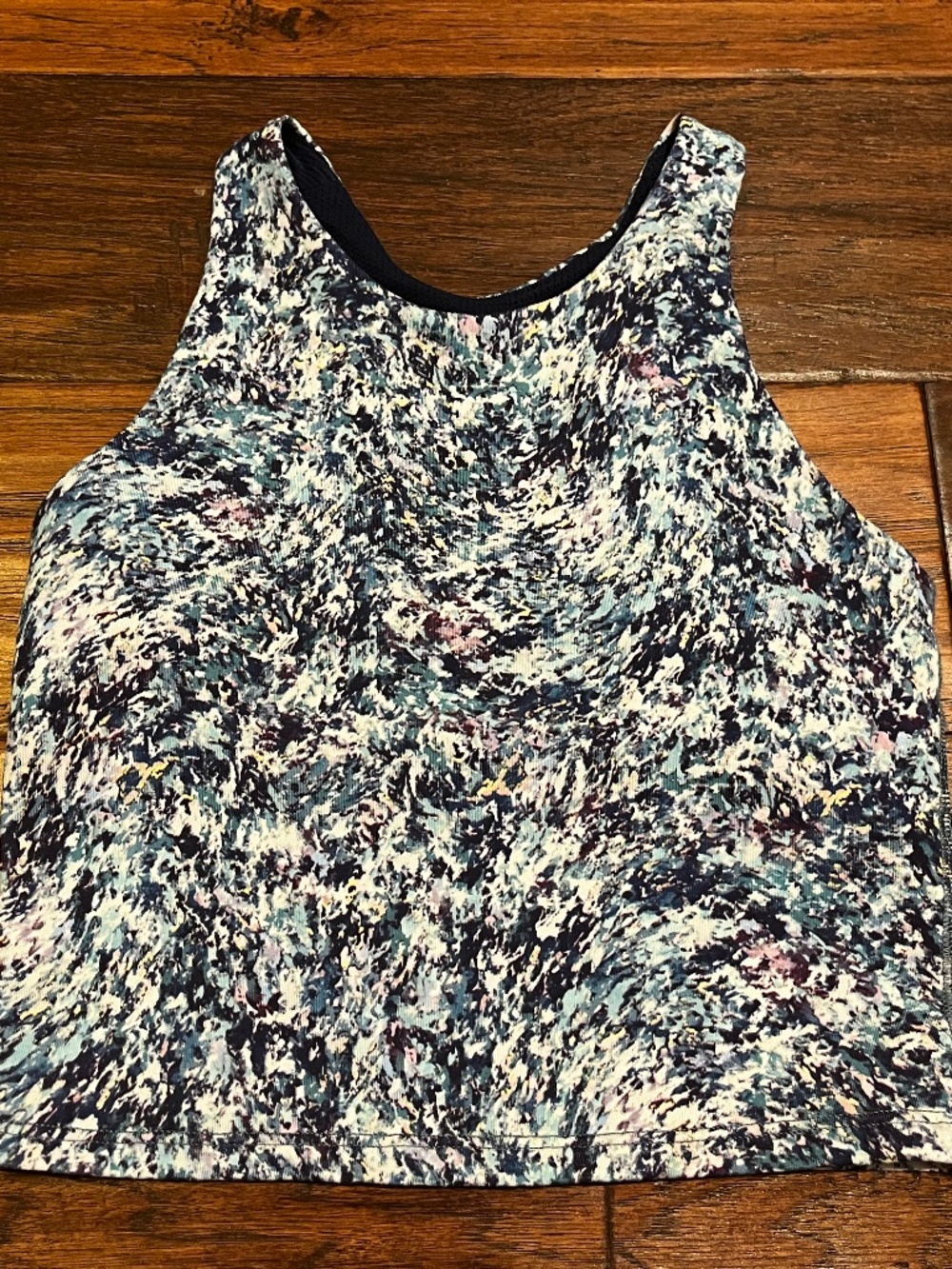 Athleta Girl navy blue print longline bra top